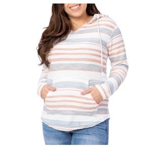 indigo poppy Soft Stripe Hoodie with Kangaroo Pockets size medium new with tags